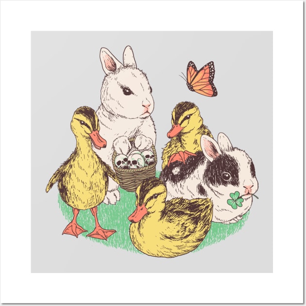 Bunnies and Duckies Wall Art by Hillary White Rabbit